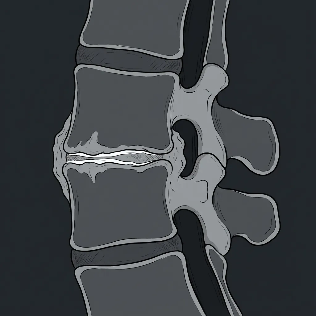 New Stasis - Chronic Rigidity: Minimal disc space, extensive spurs, severe stiffness but sometimes less pain.