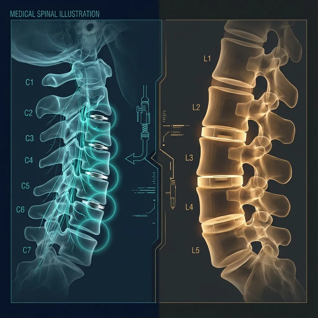 Cervical vs lumbar spine comparison